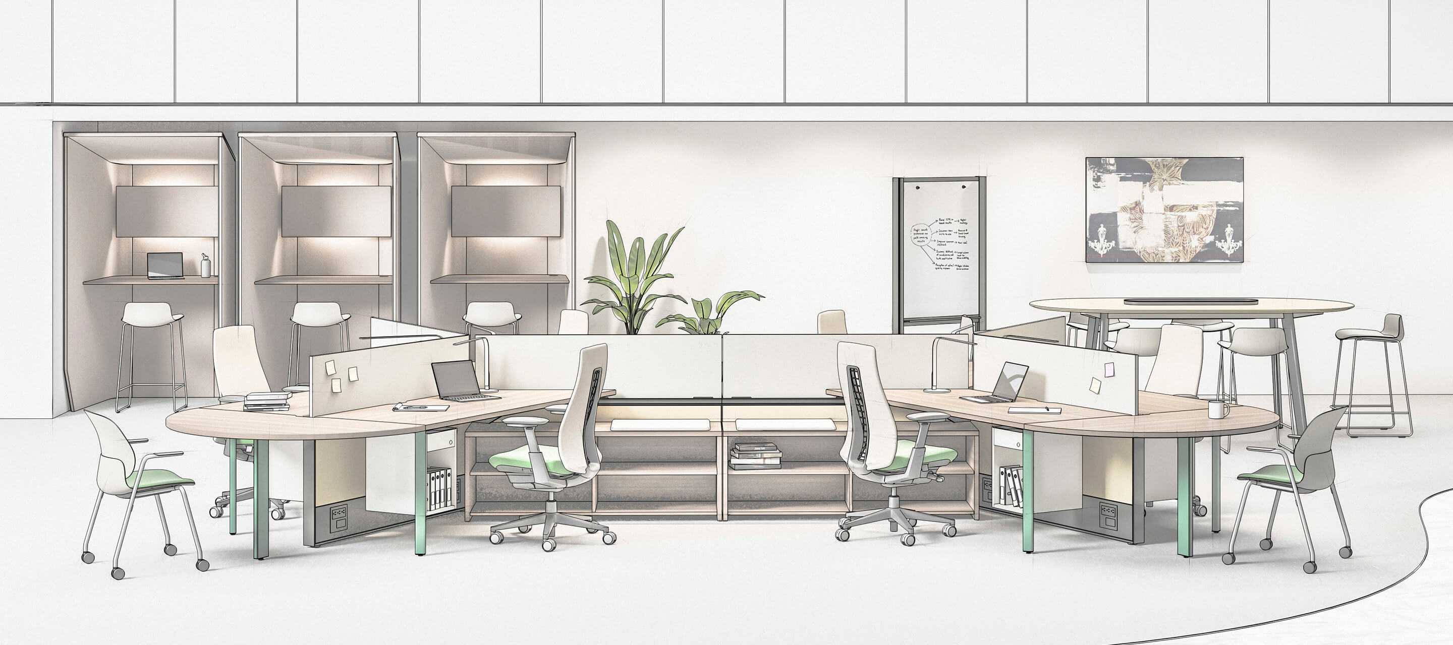Open floorplan offices
