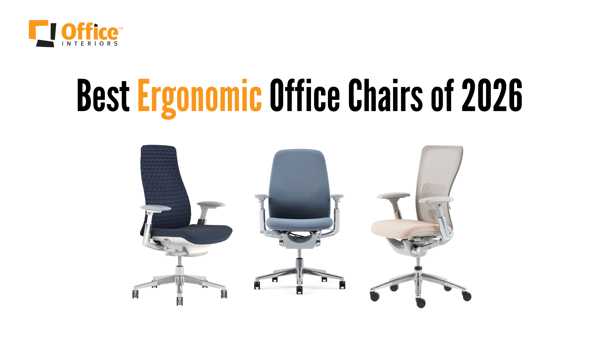 Three office chairs in dark, desaturated blue, stale gray, and rosy brown in order.